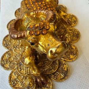 Golden Bull Figurine with Coins